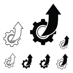 Gear outline with curved arrow for process or settings icon
