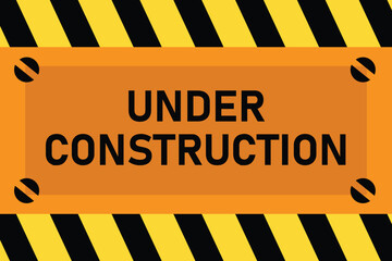 Bold yellow and black striped under construction banner design. Perfect for websites, posters, or signage requiring maintenance or warning visuals