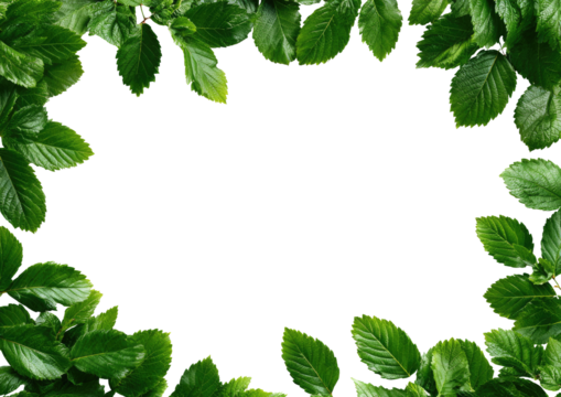 Fresh green leaves frame a black background (1) - Powered by Adobe