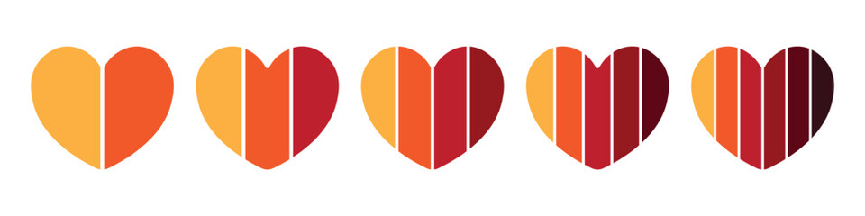 Red yellow heart infographic template. Step process design