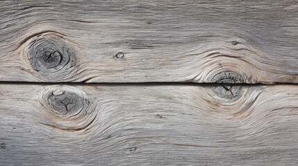 Naklejka premium Symmetrical Weathered Wood Plank Texture: Natural Knots and Grains Stand Out on Neutral Backdrop