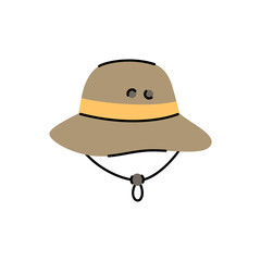 Cartoon Safari Hat with Tan Crown and Yellow Band on Transparent Background