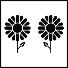 flower silhouette, Double flower set box icon, flower illustration, silhouette, set icon, silhouette, flower icon