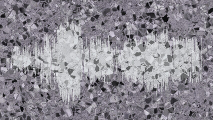 White sound wave on a gray terrazzo background, an abstract illustration