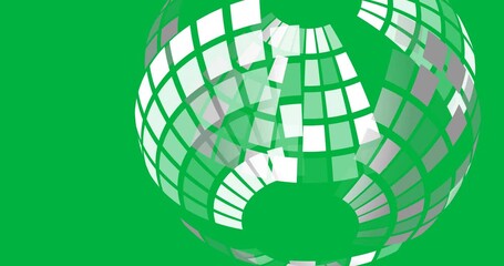 Animation of globe made of rectangles rotating on transparent background - Powered by Adobe