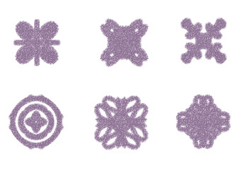 A set of geometric flower illustrations drawn with rough pencil lines, PNG with transparent background for design elements.