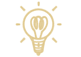 A glowing light bulb icon illustrated with rough pencil strokes, design element in PNG with transparent background."