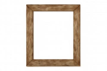 Wooden frame offering an empty rustic border, blank space for text or image on transparent background