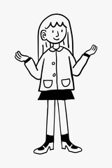 Hand Drawn Black Line Character Illustrations