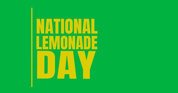 Digital animation of yellow lemonade day text banner against transparent background