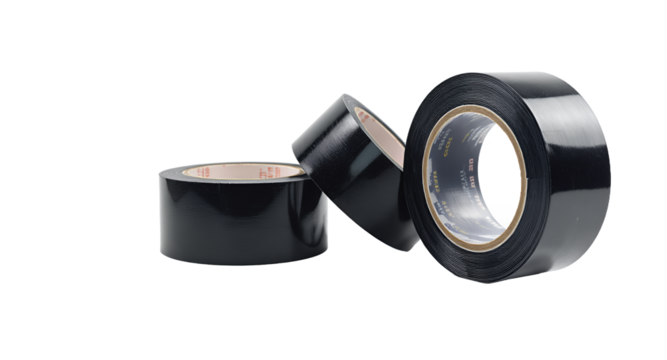 Black Duct Tape Rolls on White Background