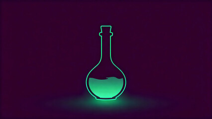 Witch's Potion Bottle Halloween Mystical Green Glow on Plum Minimalist Background