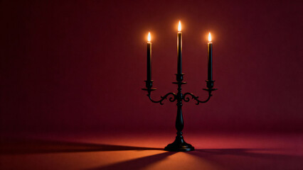 Elegant Black Candelabra Halloween Sophisticated Oxblood Background Minimalist Gothic Background