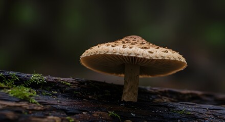 Forest Mushroom on Mossy Log – Nature Macro Photography