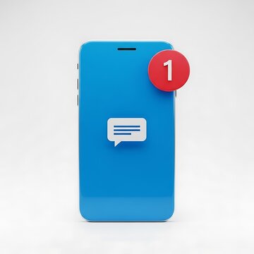 Blue Smartphone with Message Notification - Stay Connected and Informed.