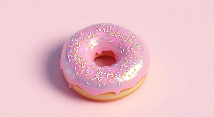 Pink Glazed Doughnut with Sprinkles on Pink Background sedang diminati Pastikan ada ruang kosong (copy space) di foto untuk memudahkan desainer pakai