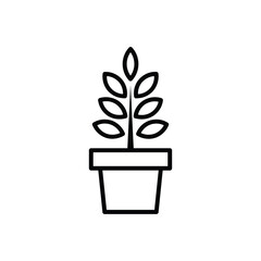 A line drawing of a potted plant. line icon editable stroke.