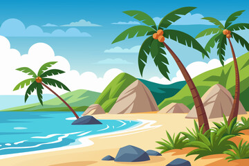 Fototapeta premium tropical beach with palm trees