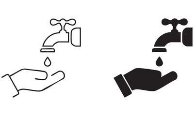 Washing hands icon water drop in hand icon vector illustration