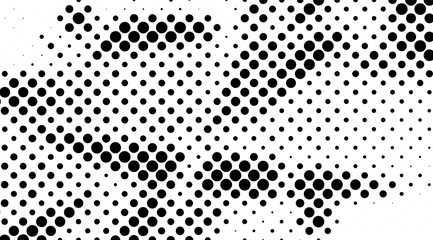Elegant monochrome halftone design features a dynamic array of black circles on a clean white background, creating a visually striking and versatile graphic pattern for modern applications