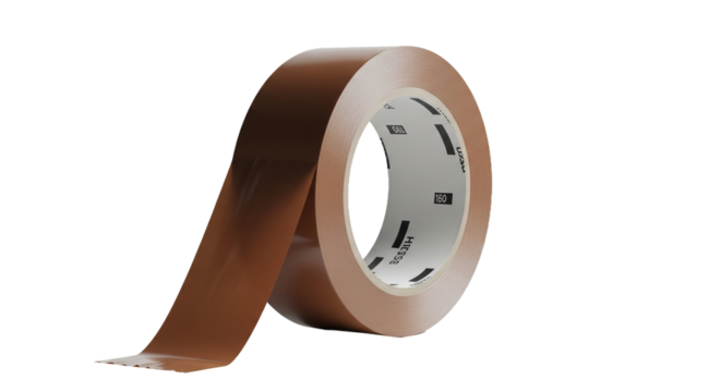 Brown Packaging Tape Roll Isolated on White Background