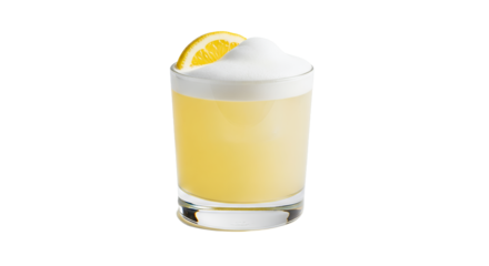Citrus Cocktail with Foam and Lemon Garnish