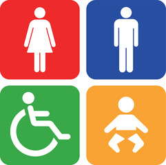 カラー　トイレピクトグラム　ベクターイラスト素材　背景あり