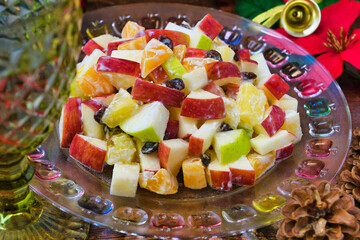 メキシコ　クリスマスのリンゴのサラダ　Mexico:Mexican apple salad　(Ensalada de manzana navideña, Ensalada navideña mexicana, Ensalada de manzana para Navidad,Ensalada navideña, Mexican Christmas Apple Salad) 