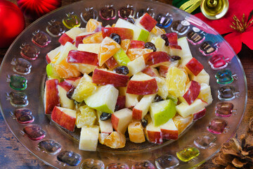 メキシコ　クリスマスのリンゴのサラダ　Mexico:Mexican apple salad　(Ensalada de manzana navideña, Ensalada navideña mexicana, Ensalada de manzana para Navidad,Ensalada navideña, Mexican Christmas Apple Salad) 