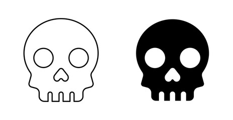skeleton head icon, skull and bones icon
