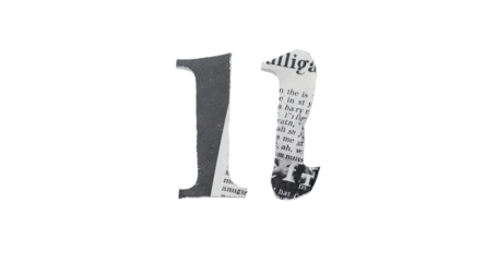 Digit Eleven Cut from Newsprint on White Background