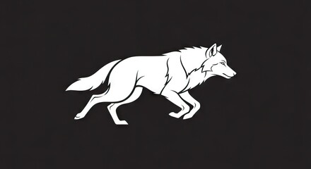 Fototapeta premium A stark white wolf strides against a black backdrop its silhouette defined by sharp lines