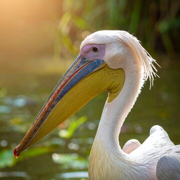 Detailed side profile of a beautiful pelican