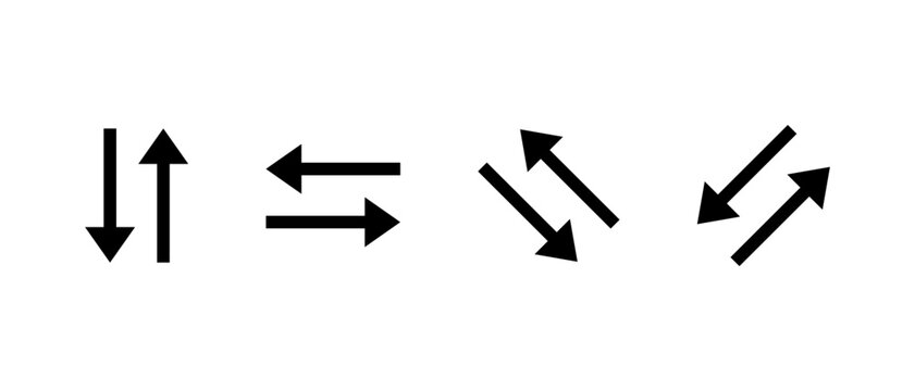 Swap vertical and horizontal arrow icon. Diagonal arrows symbol. Double sign navigation illustration