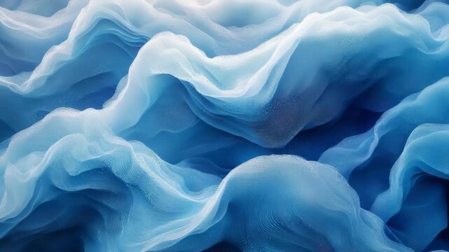 Dynamic abstract blue wave formations with flowing textured layers
