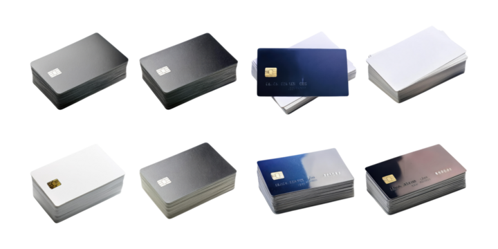 Various Credit Card Designs on Transparent Background
