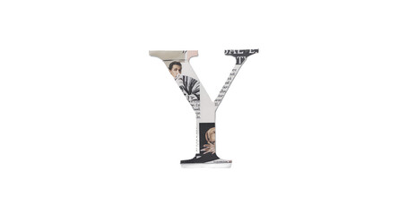 Letter Y Collage with Paper and Newspaper Texture