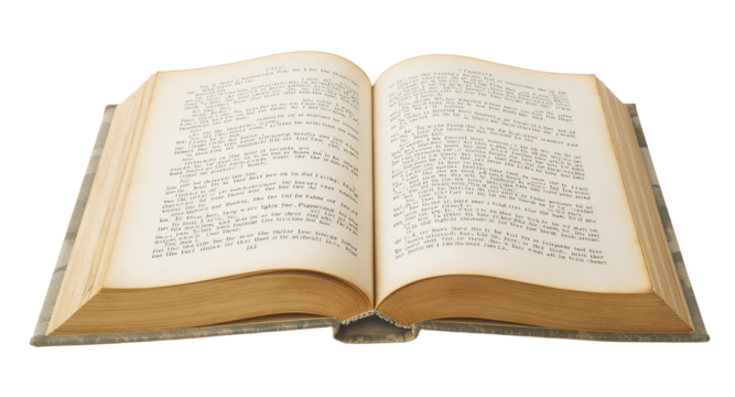 Old Book Pages Opened on a White Background