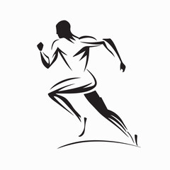 Athletic Sprinter Logo Vector Illustration for Marathon Race Event