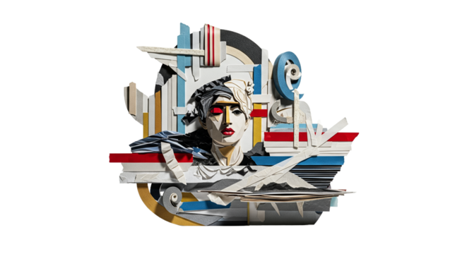 Paper-Cut Portrait Artwork on White Background