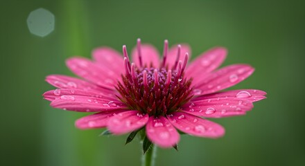 Pink Coneflower with Dew Drops – Nature Macro Photography Inspiration