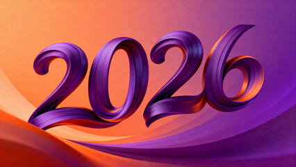 The year 2026, rendered in a captivating, artistic 3D swirl effect against a gradient background, symbolizing futuristic concepts and bold graphic design.