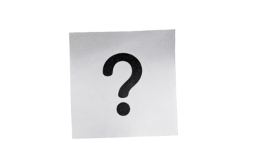 Blank square note paper with a large question mark