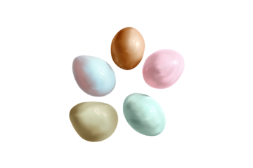 Colorful eggs arranged in a starburst pattern