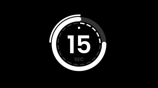 20 second timer simple countdown animated with circle on black background, countdown time 20 to 0.