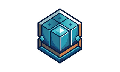 Digital Block Chain Data Cube Icon	