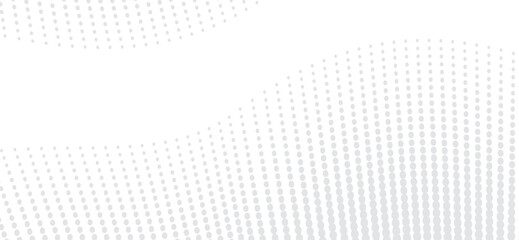 Flowing white background with halftone dots arranged in curved, wave-like patterns creating a subtle gradient effect perfect for modern, minimalist designs or overlays.
