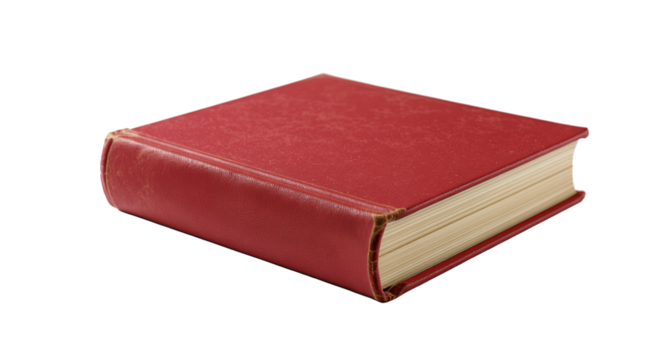 Red Book on White Background Vintage Book, Reading, Literature, Education, Study, Isolated Object, Conceptual Photo