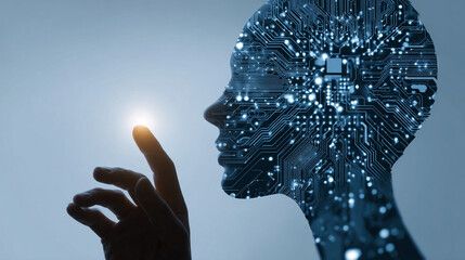 Concept of artificial intelligence and machine learning for business, showcasing digital networks, futuristic technology, and data-driven innovation for tech and corporate visuals.
