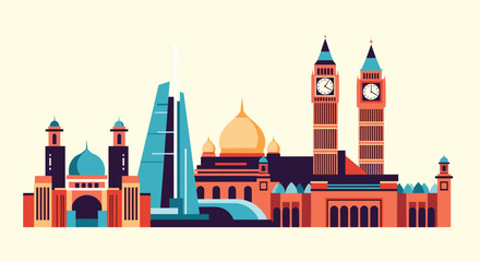 A diverse collection of iconic architectural landmarks from around the world.